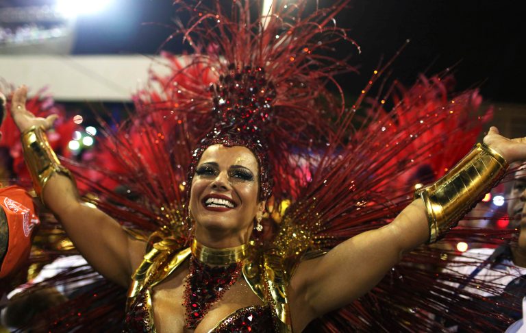 Vibrant Brazilian Carnival with Samba Dancers and Colorful Costumes